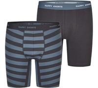 Happy Shorts 2 Jersey Trunk Lang Herren Boxershort Pant Streifen Blau, Farbe:Stripes - Streifen, Grösse:XXL