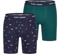 Happy Shorts 2 Jersey Trunk Lang Herren Boxershorts Weihnachtsmotive, Farbe:Weihnachtsmotive - Christmas Motifs, Grösse:M