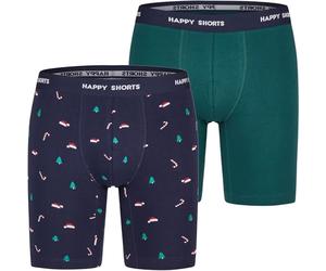 Happy Shorts 2 Jersey Trunk Lang Herren Boxershorts Weihnachtsmotive, Farbe:Weihnachtsmotive - Christmas Motifs, Grösse:L