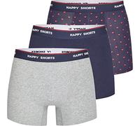 Happy Shorts 3 Stück Jersey Trunk Herren Boxershorts Pants Boxer witzige Designs Mode rote Herzen - red Hearts, Grösse:L, Präzise Farbe:Herz - Hearts