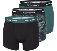 Happy Shorts 3er Pack Boxershorts Pants Boxer Blätter Grün, Farbe:Blätter - Leaves, Grösse:L