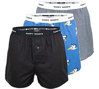 Happy Shorts Herren Web-Boxershorts, 3er Pack - American Boxershorts, Baumwolle Pelican 2XL