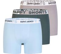Happy Shorts 3er Pack Jersey Boxershorts Pants Boxer Grau Grün Blau | Körpernaher Jersey-Trunk - markante Motive und Designs für Abwechslung im Alltag und in der Freizeit.