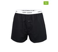 Happy Shorts Herren Web-Boxershorts, 3er Pack - American Boxershorts, Baumwolle Schwarz L