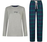 Happy Shorts Damen Flanell Jersey Pyjama Schlafanzug Homewear Xmas Grau Marine, Farbe:grau, Grösse:M