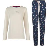 Happy Shorts Damen Flanell Pyjama Schlafanzug Homewear Xmas Offwhite, Farbe:Off White, Grösse:L