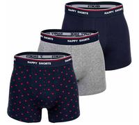 Happy Shorts Herren Boxer Shorts, 3er Pack - Retro Jersey, Logobund Red Heart 2XL