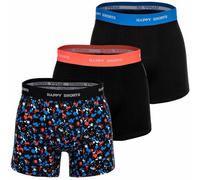 Boxershorts HAPPY SHORTS "Boxershort 3er Pack", Herren, Gr. M, bunt (neon colour splashes), Obermaterial: 95% Baumwolle CO. 5% Elasthan EL., Unterhosen (21568154-M) neon colour splashes