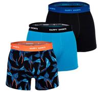 Boxershorts HAPPY SHORTS "Boxershort 3er Pack", Herren, Gr. M, bunt (leaves), Obermaterial: 95% Baumwolle CO. 5% Elasthan EL., Unterhosen (94238861-M) leaves