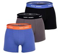 Boxershorts HAPPY SHORTS "Boxershort 3er Pack", Herren, Gr. XXL, bunt (lila, schwarz, grau), Obermaterial: 95% Baumwolle CO. 5% Elasthan EL., Unterhosen (10894049-XXL) lila, schwarz, grau