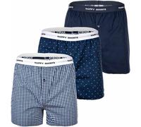 HAPPY SHORTS Happy Shorts Herren Webboxershorts, 3er Pack - American Style, Baumwolle, gemustert (HS-Boxer-Web-3er) XL Blau Muster