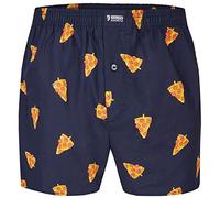 Happy Shorts Herren american Boxer Boxershorts Shorts Webboxer Pizza - Pizza, Grösse:M, Präzise Farbe:Pizza
