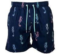 Happy Shorts Herren Badeshorts Strandshorts Shorts Seepferdchen Marine S - XXL, Grösse:M - 5-50, Farbe:Marine