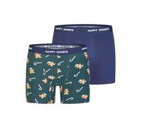 Happy Shorts Herren Boxer Christmas 2-Pack Green-navygingerbreadmen Größe XXL