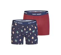 Happy Shorts Herren Boxer Christmas 2-Pack Navy-bordeauxx-mascookies Größe XL