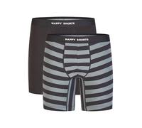 Happy Shorts Herren Boxer Jersey Long 2-Pack schwarz, grau - Größe XL
