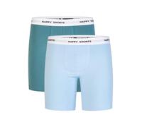 Happy Shorts Herren Boxer Jersey Long 2-Pack türkis, blau - Größe XXL