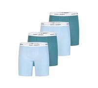 Happy Shorts Herren Boxer Jersey Long 4-Pack türkis, blau - Größe XL