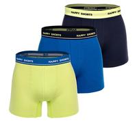 Boxershorts HAPPY SHORTS "Boxershort 3er Pack", Herren, Gr. S, bunt (blau, grün), Obermaterial: 95% Baumwolle CO. 5% Elasthan EL., Unterhosen (18887647-S) blau, grün