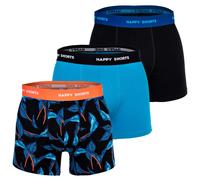 Happy Shorts Herren Boxer Shorts, 3er Pack - Retro Jersey, Logobund Leaves M