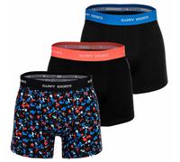 Happy Shorts Herren Boxer Shorts, 3er Pack - Retro Jersey, Logobund Neon Colour Splashes L