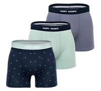 Happy Shorts Herren Boxer Shorts, 3er Pack - Retro Jersey, Logobund Palms 2 M