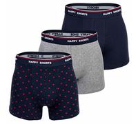Happy Shorts Herren Boxer Shorts, 3er Pack - Retro Jersey, Logobund Red Heart M