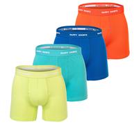 Happy Shorts Herren Boxer Shorts, 4er Pack - Retro Jersey, einfarbig, Logobund Blau/Orange/Grün L