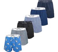 Happy Shorts Herren Boxershorts Unterhose 6er Pack Mix - Pelikan-Geo - Größe XXL