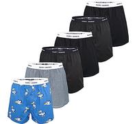 Happy Shorts Herren Boxershorts Unterhose 6er Pack Mix - Pelikan-Solid Black - Größe XL