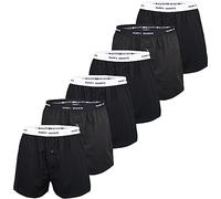 Happy Shorts Herren Boxershorts Unterhose 6er Pack Mix - Solid Black - Größe M