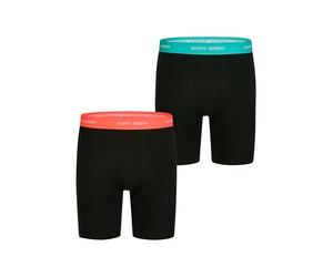 Happy Shorts Herren Langer Boxer 2-Pack Jersey Boxer Briefs - Black-neon - Größe L