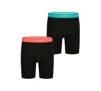 Happy Shorts Herren Long Retroshorts 2er Pack Jersey Trunks Kontrastbund Baumwolle Stretch ohne störende Nähte in bunten Designs langes Bein