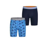 Happy Shorts Herren Long Retroshorts 2er Pack Jersey Trunks Kontrastbund Baumwolle Stretch ohne störende Nähte in bunten Designs langes Bein