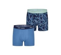 Happy Shorts Herren Retro Boxer 2-Pack Jersey - Palm Print - Blue Grey - Größe L