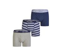 Happy Shorts Herren Retro Boxer 3-Pack Jersey - Grey-Anchor-Stripe - Größe M