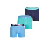 Happy Shorts Herren Retro Boxer 3-Pack Jersey - Navy-Blue-Turquoise - Größe L