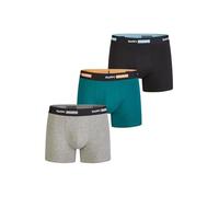 Happy Shorts Herren Retro Boxer 3-Pack Jersey - Turqouise-Black-Grey - Größe XL