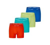 Happy Shorts Herren Boxer Shorts, 4er Pack - Retro Jersey, einfarbig, Logobund Blau/Orange/Grün L