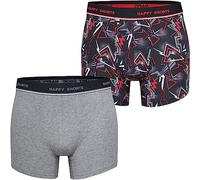 Happy Shorts Herren Unterwäsche Retro Pants 2-Pack Motiv: Graffiti - Größe M