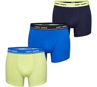 Happy Shorts Herren Unterwäsche Retro Pants 3-Pack Motive - Midblue Lime Navy - Größe M
