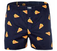 Happy Shorts Herren Webboxershorts - American Style, Baumwolle, gemustert Pizza / M M Blau
