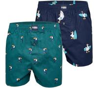 Happy Shorts X Herren Boxershorts 2er-Pack - 100% Baumwolle, Webboxer mit Baumwoll-Inlet, American-Shorts-Schnitt, Farbe:Design 06, Grösse:XL