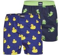 Happy Shorts X Herren Boxershorts 2er-Pack - 100% Baumwolle, Webboxer mit Baumwoll-Inlet, American-Shorts-Schnitt, Farbe:Design 01, Grösse:XXL