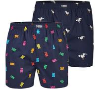 Happy Shorts X Herren Boxershorts 2er-Pack - 100% Baumwolle, Webboxer mit Baumwoll-Inlet, American-Shorts-Schnitt, Farbe:Design 07, Grösse:XXL