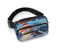 Happy Snowman Bauchtasche mit verstellbarem Riemen, modische Hüfttasche für Outdoor-Sport, Wandern, weiß, 20 x 13 cm, voll bedruckte Hüfttasche