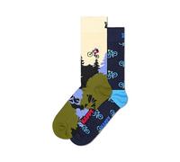 Happy Socks 2-Pack BIKE & MOUNTAIN BIKE SOCKS (DE/NL/SE/PL, Numerisch, 41, 46, Regular, Regular, MEHRFARBIG)