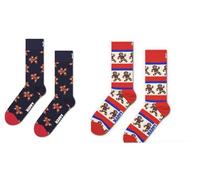 Happy Socks 2-Pack Gingerbread Man & Ginger Stripe Socks Weihnachtssocken (DE/NL/SE/PL, Numerisch, 36, 40, Regular, Regular, MEHRFARBIG)