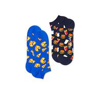 Happy Socks 2-Pack Junk Food Low Sock, farbenfrohe und verspielte, Socken für Männer und Frauen, Blau-Schwarz-Orange (36-40)
