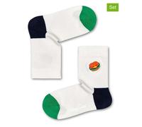 Happy Socks 2er-Set: Socken "Burger" in Weiß - Größe 24-26 | Babysocken Strumpfhosen